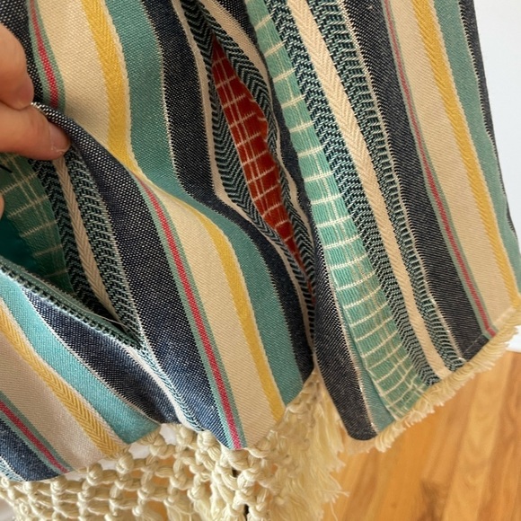 Multiples striped tassel fringe bohemian look open front jacket in a size large - Picture 10 of 16